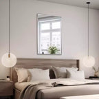Miroir brossé nickel 22 po x 34 po - : Moderne, rectangulaire, mural, cadre en métal