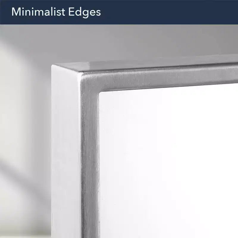 22" x 34" Brushed Mirror Nickel -: Modern Rectangular, Wall-Mounted, Metal Frame