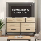 Commode de 52 po de large, commode à 7 tiroirs pour chambre à coucher, armoire de rangement en bois, pour salon, chambre à coucher, entrée