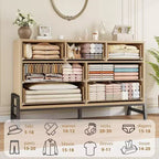 Commode de 52 po de large, commode à 7 tiroirs pour chambre à coucher, armoire de rangement en bois, pour salon, chambre à coucher, entrée