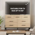 Commode de 52 po de large, commode à 7 tiroirs pour chambre à coucher, armoire de rangement en bois, pour salon, chambre à coucher, entrée
