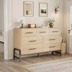 Commode de 52 po de large, commode à 7 tiroirs pour chambre à coucher, armoire de rangement en bois, pour salon, chambre à coucher, entrée