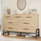 Commode de 52 po de large, commode à 7 tiroirs pour chambre à coucher, armoire de rangement en bois, pour salon, chambre à coucher, entrée