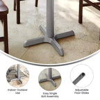 Pied en X pour table de restaurant, 56 x 56 cm, avec colonne de 7,6 cm de diamètre, hauteur standard