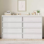 Garvee 8 Drawer Dresser for Bedroom, 54 White Double Dresser Organizer with Concave Handle, Modern Chest of Drawer for Bedroom Living Room Nursery