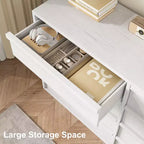 Commode de chambre à 8 tiroirs, organisateur de commode double de 54 po blanc avec poignée concave, commode moderne pour chambre à coucher, salon, chambre d'enfant
