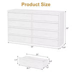 Commode de chambre à 8 tiroirs, organisateur de commode double de 54 po blanc avec poignée concave, commode moderne pour chambre à coucher, salon, chambre d'enfant