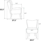 Chaise d'appoint moderne sans accoudoirs, chaise d'appoint rembourrée avec pieds en bois pour salon, chambre, bureau, hôtel