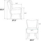 Chaise d'appoint moderne sans accoudoirs, chaise d'appoint rembourrée avec pieds en bois pour salon, chambre, bureau, hôtel
