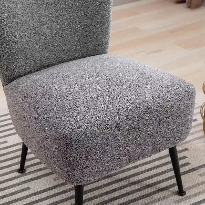 Modern Armless Accent Chair, Upholstered Side Chair with Wooden Legs for Living Room, Bedroom, Office, Hotel