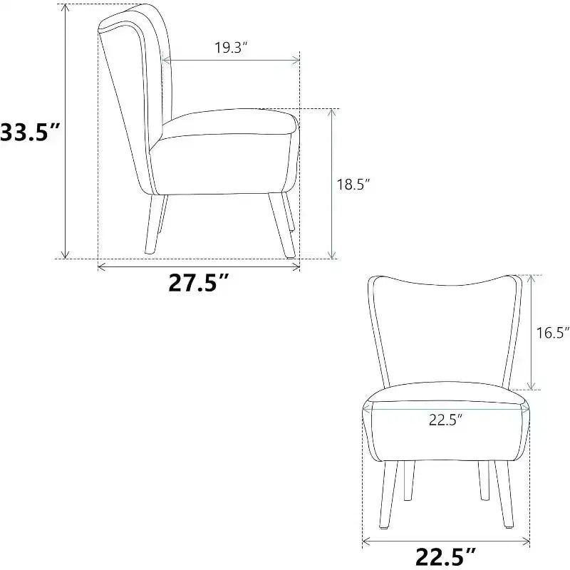 Modern Armless Accent Chair, Upholstered Side Chair with Wooden Legs for Living Room, Bedroom, Office, Hotel