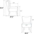 Chaise d'appoint moderne sans accoudoirs, chaise d'appoint rembourrée avec pieds en bois pour salon, chambre, bureau, hôtel