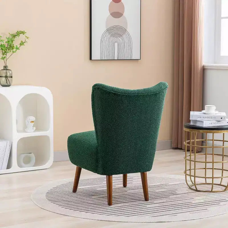 Modern Armless Accent Chair, Upholstered Side Chair with Wooden Legs for Living Room, Bedroom, Office, Hotel