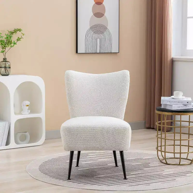 Modern Armless Accent Chair, Upholstered Side Chair with Wooden Legs for Living Room, Bedroom, Office, Hotel