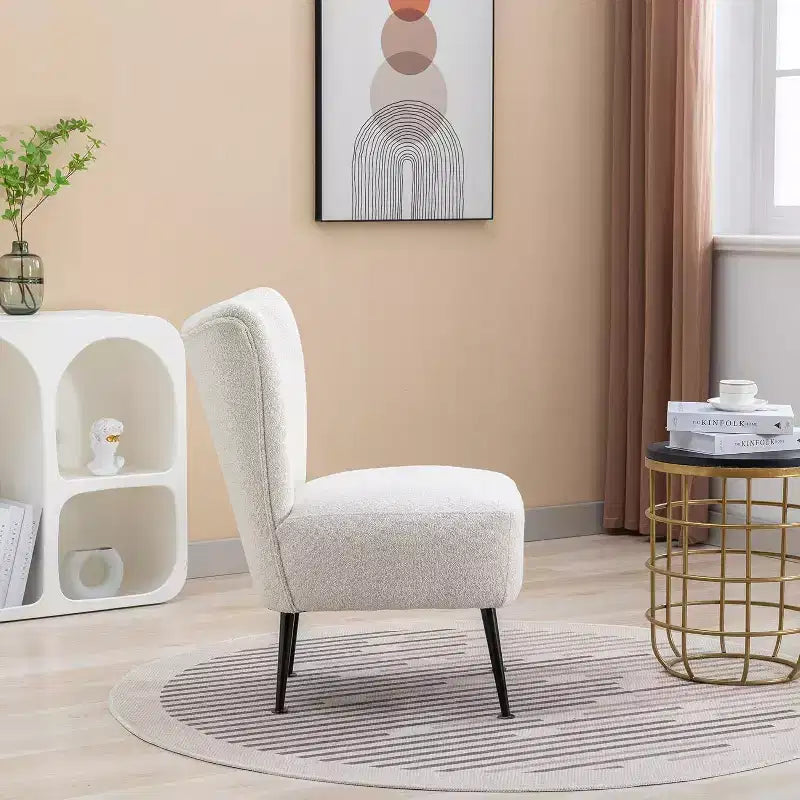 Modern Armless Accent Chair, Upholstered Side Chair with Wooden Legs for Living Room, Bedroom, Office, Hotel