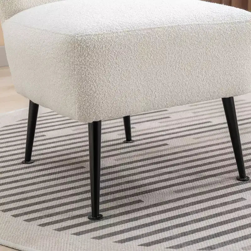 Modern Armless Accent Chair, Upholstered Side Chair with Wooden Legs for Living Room, Bedroom, Office, Hotel
