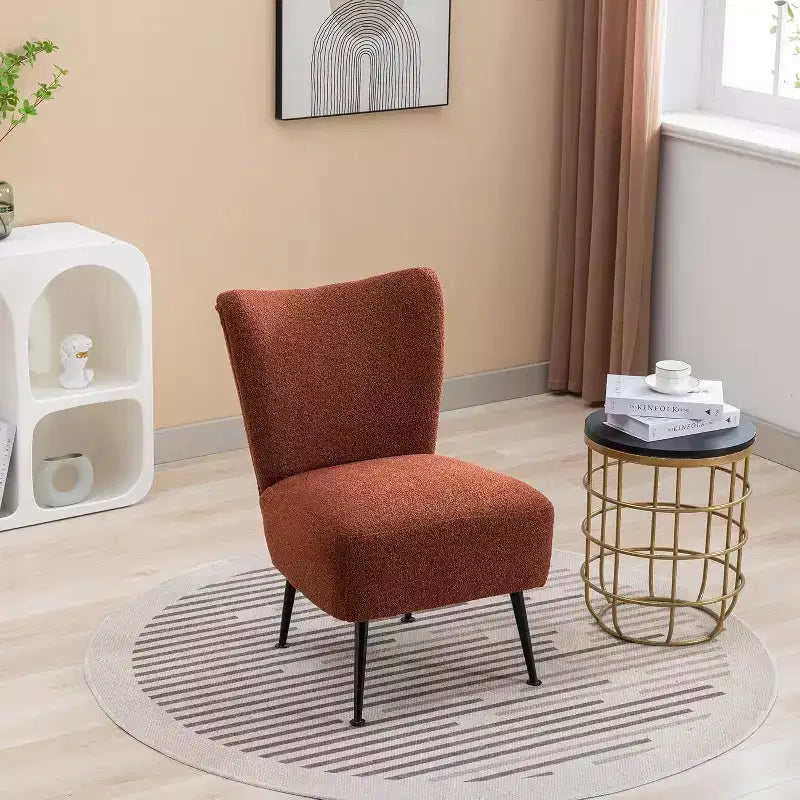 Modern Armless Accent Chair, Upholstered Side Chair with Wooden Legs for Living Room, Bedroom, Office, Hotel