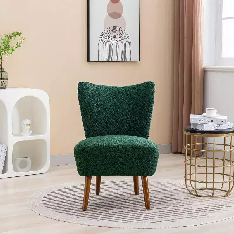 Modern Armless Accent Chair, Upholstered Side Chair with Wooden Legs for Living Room, Bedroom, Office, Hotel