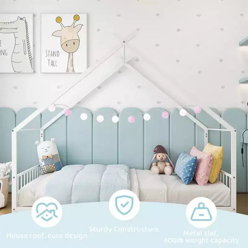 Twin Size Montessori Floor Bed Metal House Bed Frame For Kids