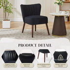 Fauteuil d'appoint moderne en velours avec pieds en bois, chaise longue sans accoudoirs pour salon, chambre à coucher, siège rembourré doux, supporte 136 kg