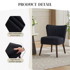 Fauteuil d'appoint moderne en velours avec pieds en bois, chaise longue sans accoudoirs pour salon, chambre à coucher, siège rembourré doux, supporte 136 kg