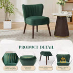 Fauteuil d'appoint moderne en velours avec pieds en bois, chaise longue sans accoudoirs pour salon, chambre à coucher, siège rembourré doux, supporte 136 kg