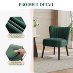 Fauteuil d'appoint moderne en velours avec pieds en bois, chaise longue sans accoudoirs pour salon, chambre à coucher, siège rembourré doux, supporte 136 kg
