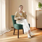 Fauteuil d'appoint moderne en velours avec pieds en bois, chaise longue sans accoudoirs pour salon, chambre à coucher, siège rembourré doux, supporte 136 kg