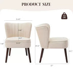 Fauteuil d'appoint moderne en velours avec pieds en bois, chaise longue sans accoudoirs pour salon, chambre à coucher, siège rembourré doux, supporte 136 kg