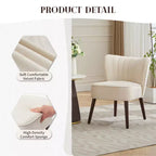 Fauteuil d'appoint moderne en velours avec pieds en bois, chaise longue sans accoudoirs pour salon, chambre à coucher, siège rembourré doux, supporte 136 kg