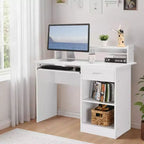 Bureau informatique moderne avec rangements, étagère réglable pour la maison et le jeu