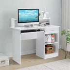 Bureau informatique moderne avec rangements, étagère réglable pour la maison et le jeu