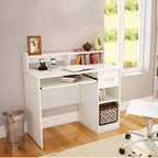 Bureau informatique moderne avec rangements, étagère réglable pour la maison et le jeu