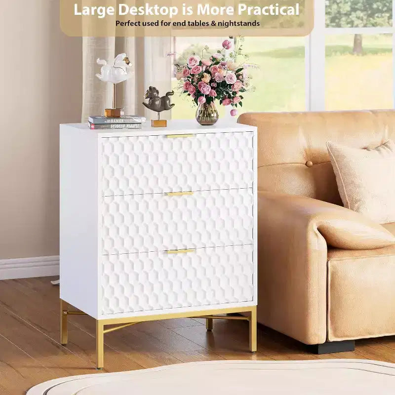 3-Drawer Modern Dresser - Wide Top Storage Chest for Bedroom & Living Room