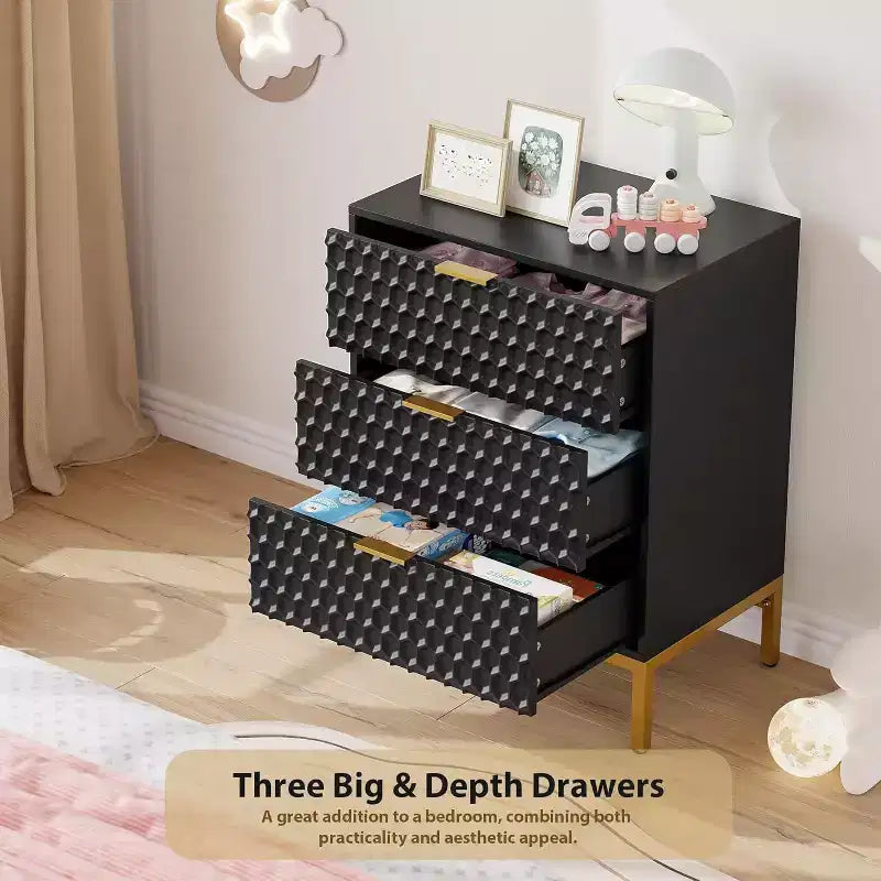 3-Drawer Modern Dresser - Wide Top Storage Chest for Bedroom & Living Room
