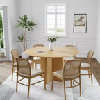 Table à manger ronde en bois massif de 52 x 52 avec finition naturelle et pieds arqués élégants pour salles à manger et cuisines modernes