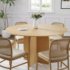Table à manger ronde en bois massif de 52 x 52 avec finition naturelle et pieds arqués élégants pour salles à manger et cuisines modernes
