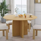Table à manger ronde en bois massif de 52 x 52 avec finition naturelle et pieds arqués élégants pour salles à manger et cuisines modernes