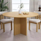 Table à manger ronde en bois massif de 52 x 52 avec finition naturelle et pieds arqués élégants pour salles à manger et cuisines modernes