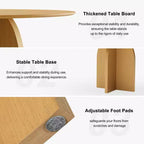 Table à manger ronde en bois massif de 52 x 52 avec finition naturelle et pieds arqués élégants pour salles à manger et cuisines modernes
