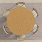 Table à manger ronde en bois massif de 52 x 52 avec finition naturelle et pieds arqués élégants pour salles à manger et cuisines modernes