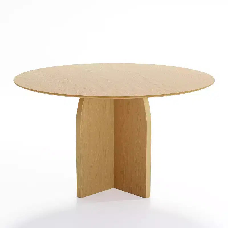 52 x 52 Solid Wood Round Dining Table with Natural Finish and Elegant Arched Legs for Modern Dining Rooms & Kitchens