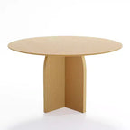 Table à manger ronde en bois massif de 52 x 52 avec finition naturelle et pieds arqués élégants pour salles à manger et cuisines modernes