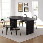 Table à manger 67 x 33,5 Table de cuisine ovale en bois avec plateau résistant aux rayures et pieds rayés, style ferme moderne, pour salon et cuisine, noire