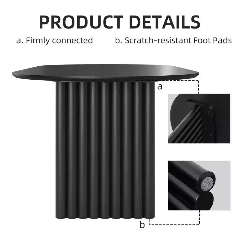 67 x 33.5 Dining Table Wood Oval Kitchen Table with Scratch-Resistant Top & Striped Legs Modern Farmhouse for Living Room Kitchen Black