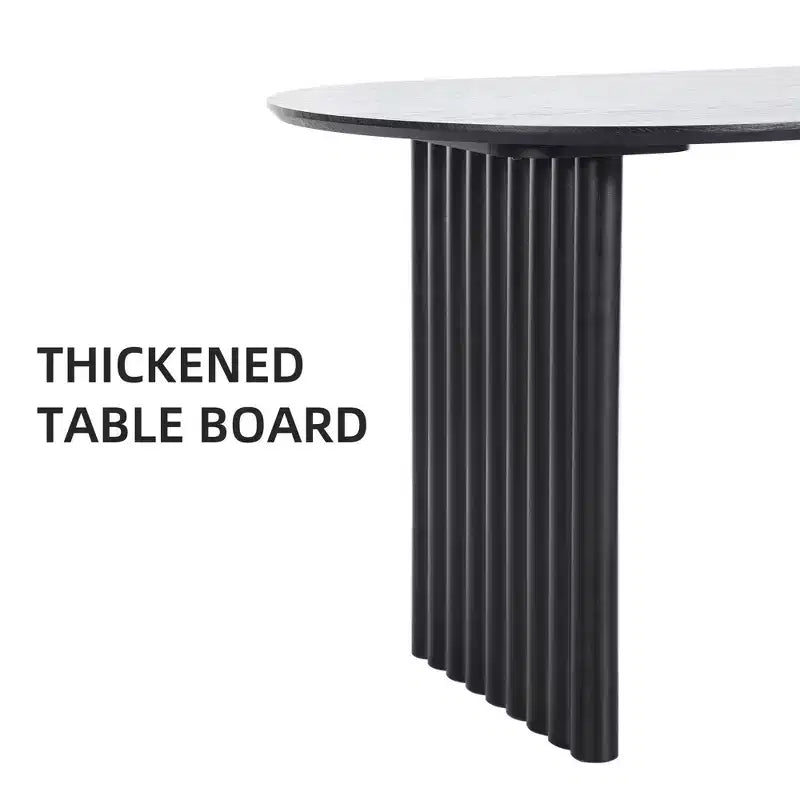 67 x 33.5 Dining Table Wood Oval Kitchen Table with Scratch-Resistant Top & Striped Legs Modern Farmhouse for Living Room Kitchen Black