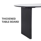 Table à manger 67 x 33,5 Table de cuisine ovale en bois avec plateau résistant aux rayures et pieds rayés, style ferme moderne, pour salon et cuisine, noire