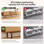 Meuble TV 220 cm en bois massif pour TV jusqu'à 90" - Meuble TV console moderne du milieu du siècle entièrement assemblé avec portes à lattes