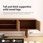 Meuble TV 220 cm en bois massif pour TV jusqu'à 90" - Meuble TV console moderne du milieu du siècle entièrement assemblé avec portes à lattes