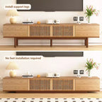 Meuble TV 220 cm en bois massif pour TV jusqu'à 90" - Meuble TV console moderne du milieu du siècle entièrement assemblé avec portes à lattes